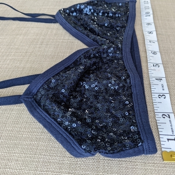 Aerie navy blue cotton sequins wireless bra bralette size Small c053 - Picture 5 of 6